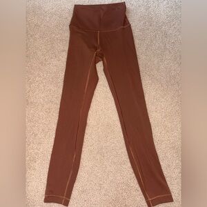 Brand: Lululemon (leggings) 
Size: 0
Color: Really pretty medium brown